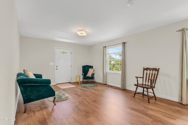 living area featuring light wood-type flooring