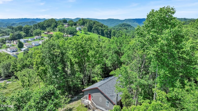 drone / aerial view with a mountain view