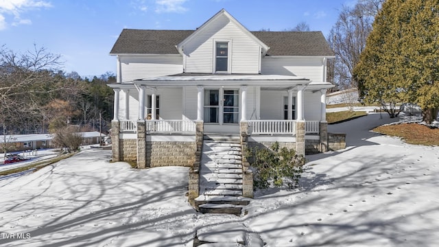 view of front facade featuring covered porch