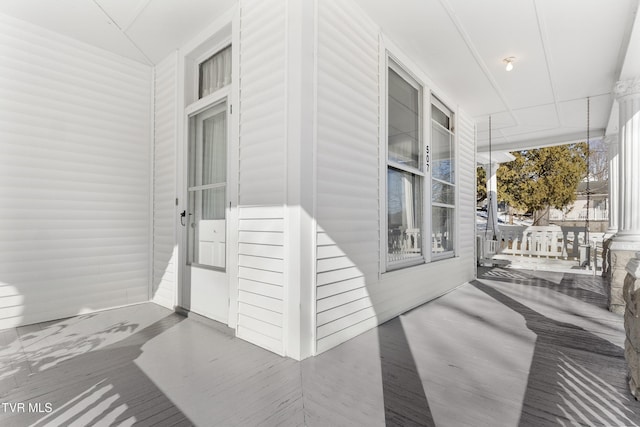 interior space with covered porch