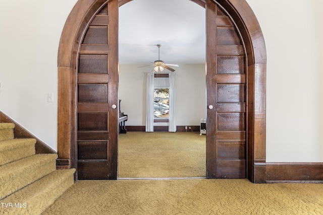 corridor with light carpet