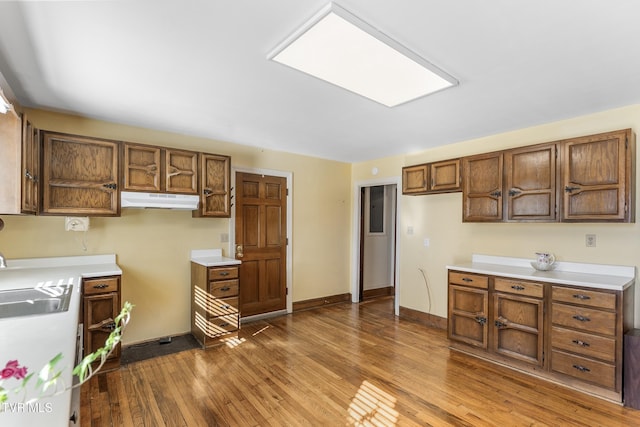 kitchen with wood-type flooring and sink