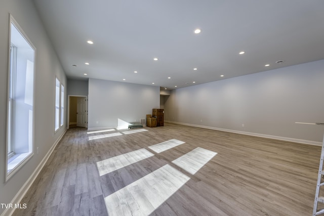 unfurnished living room with light hardwood / wood-style flooring