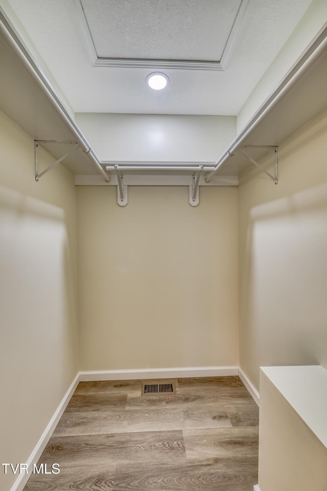 walk in closet featuring hardwood / wood-style floors