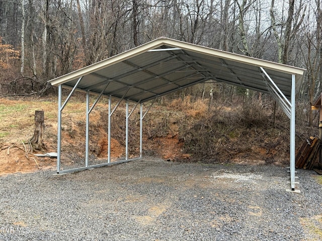 view of parking with a carport