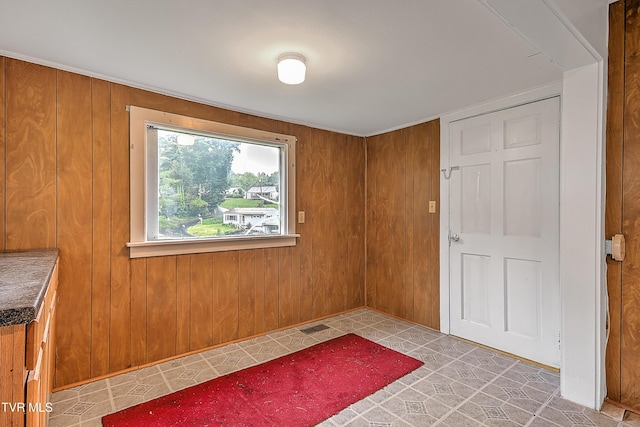 interior space with wood walls