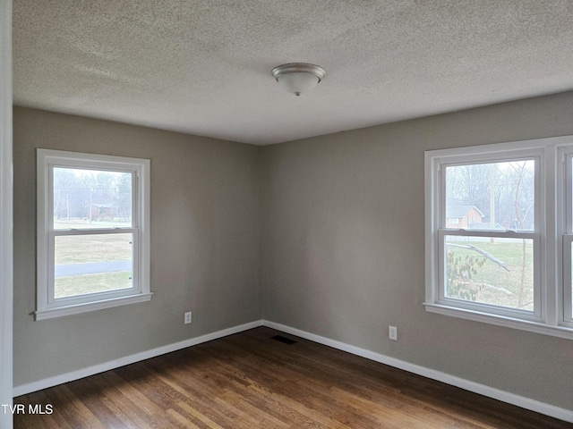 spare room featuring dark hardwood / wood-style floors and a wealth of natural light