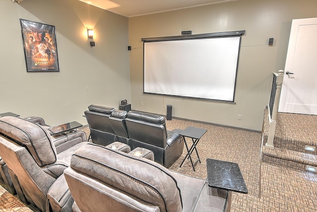 view of carpeted home theater