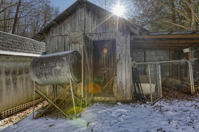 view of snow covered structure