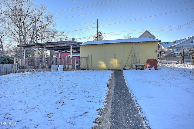 view of snow covered structure