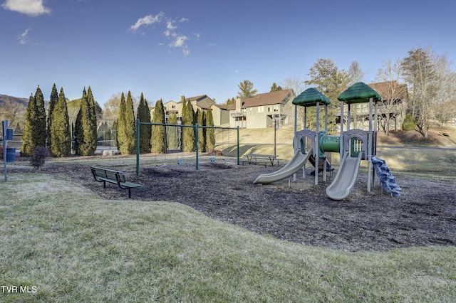 view of play area featuring a yard