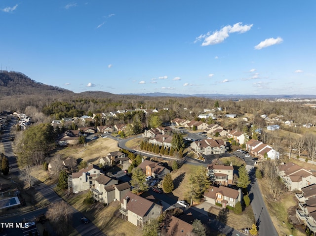 drone / aerial view with a mountain view