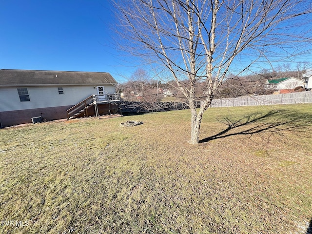 view of yard with a deck