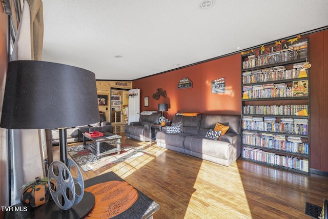 living room featuring dark hardwood / wood-style floors