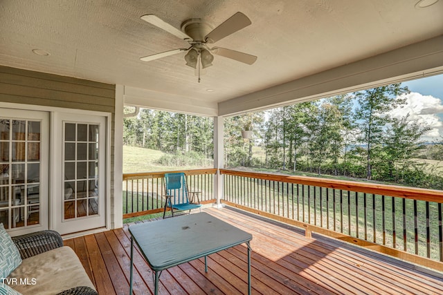 deck featuring ceiling fan