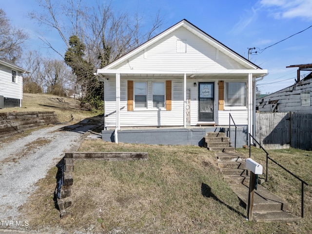 bungalow featuring covered porch