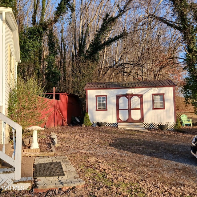 exterior space with a storage unit