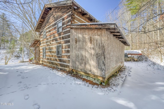 view of snow covered exterior