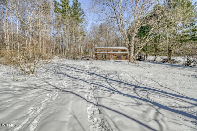 view of yard covered in snow