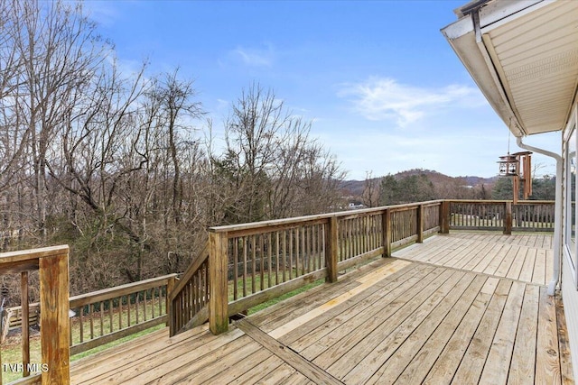 deck featuring a mountain view