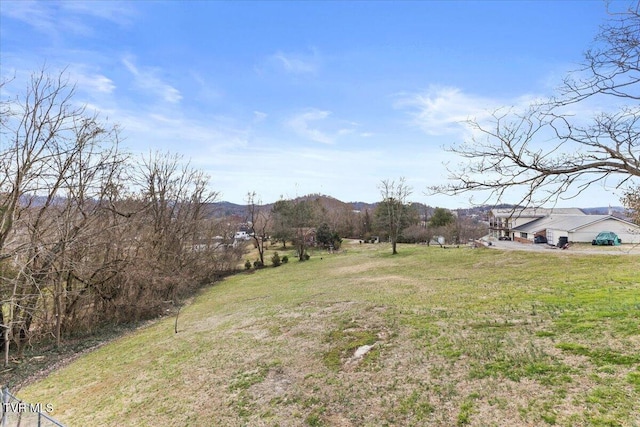 view of yard featuring a mountain view