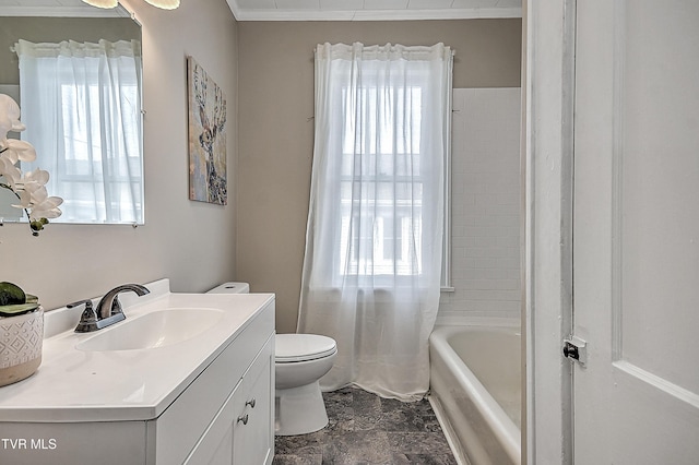 bathroom featuring vanity, a wealth of natural light, and a bathtub