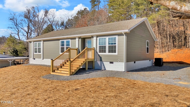 view of front of home with central AC