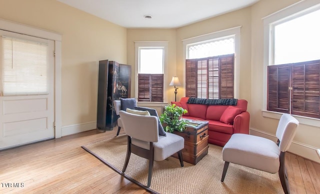 living room with light wood-type flooring