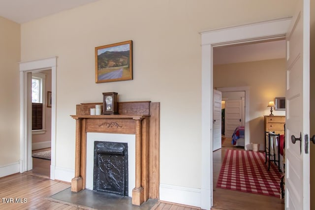 living room with hardwood / wood-style flooring