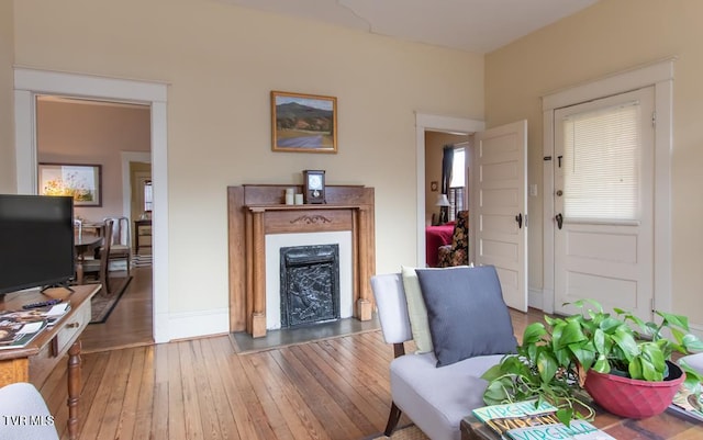 living area featuring hardwood / wood-style floors