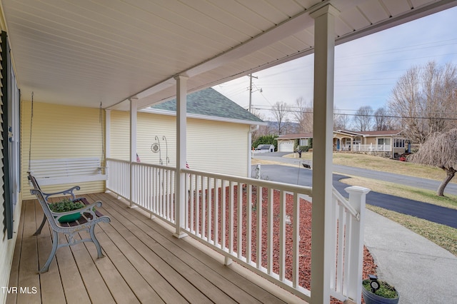 deck featuring a porch