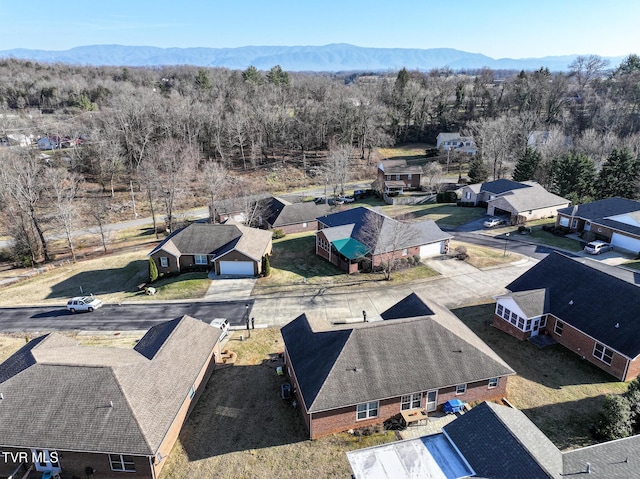 bird's eye view with a mountain view