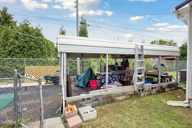 exterior space featuring central AC unit