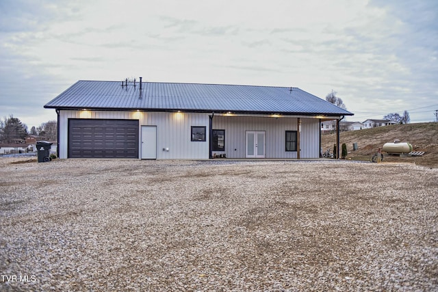 exterior space featuring a garage