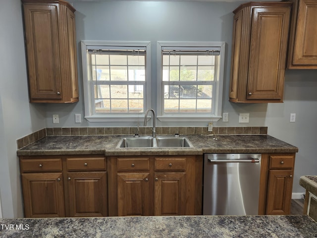 kitchen with sink and stainless steel dishwasher