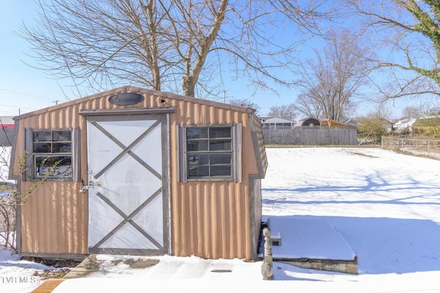 view of snow covered structure