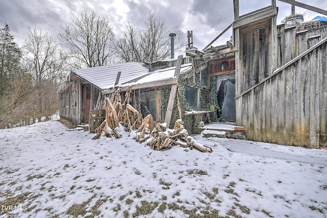 view of yard covered in snow