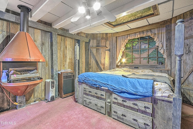 169 Church Cir, Bristol, TN 37620 - carpeted bedroom featuring wood walls