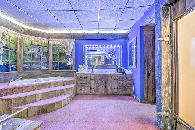 169 Church Cir, Bristol, TN 37620 - bathroom with a garden tub, vanity, and a drop ceiling
