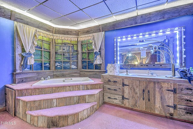 169 Church Cir, Bristol, TN 37620 - bathroom featuring a bath, vanity, and a drop ceiling