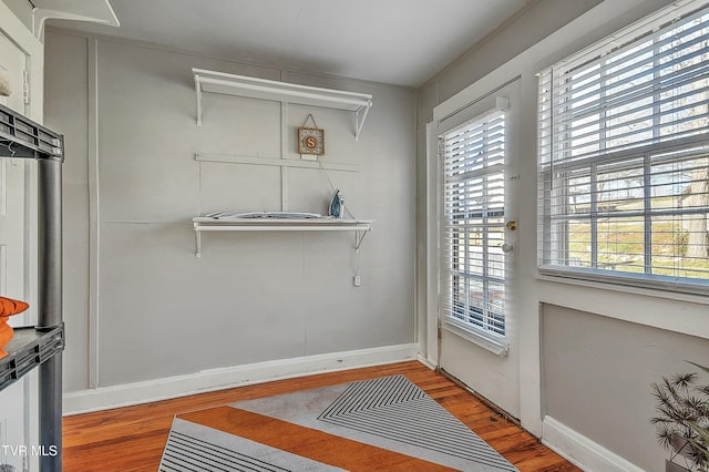 entryway with wood-type flooring