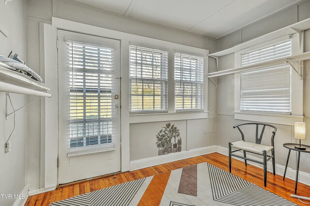 doorway with light hardwood / wood-style flooring