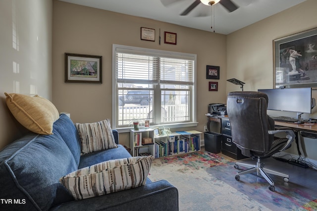 office area featuring ceiling fan