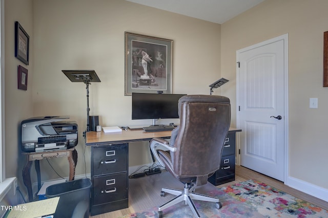 office area featuring dark hardwood / wood-style floors