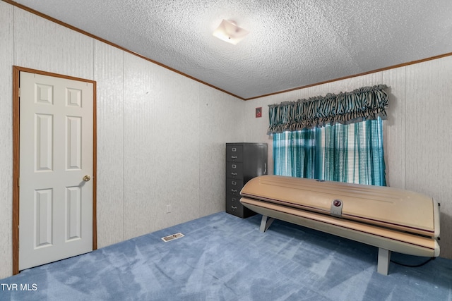 335 Clemon Rd, Whitesburg, TN 37891 - carpeted bedroom featuring crown molding and a textured ceiling