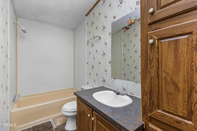 335 Clemon Rd, Whitesburg, TN 37891 - full bathroom featuring wallpapered walls, vanity, a textured ceiling, and  shower combination