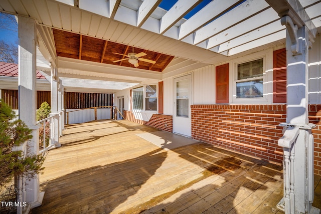 view of patio / terrace featuring ceiling fan and covered porch