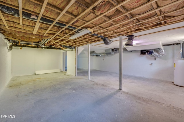 basement with water heater