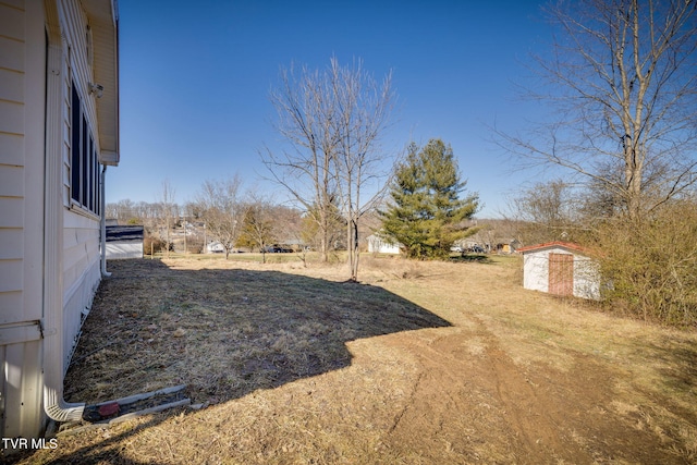 view of yard with a storage unit