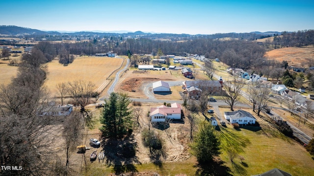 drone / aerial view with a mountain view